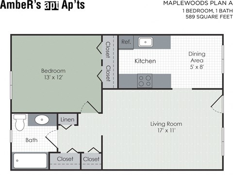 One bedroom apartment layout